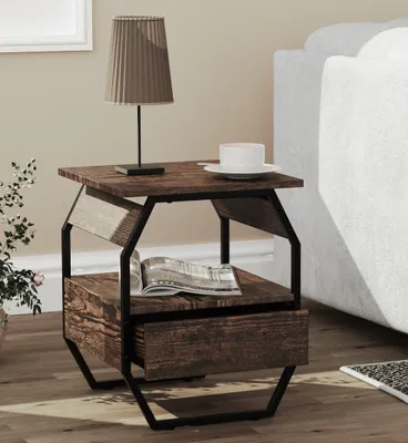 Produktbild von VCM Holz Metall Beistelltisch Couchtisch Sofatisch Wohnzimmertisch Kaffeetisch Aulari S