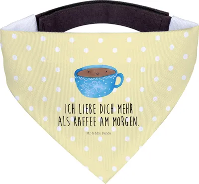 Produktbild von Mr. & Mrs. Panda Tuch Kaffee Tasse - Gelb Pastell - Geschenk, Halstuch, Genuss, Liebe, Geschmack, Hunde, Lustige Sprüche, Glücklich, Hunde-Halstuch, Hundehalstuch