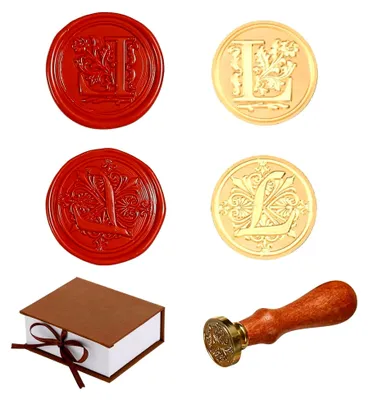 Produktbild von 2 Stück Retro Alphabet Siegelwachs Stempel, AZ Initialen Wachs Stempel mit Holzgriff, Vintage 26 Buchstaben 25mm Abnehmbarer Messingkopf für Einladungen, Geschenkpapiere und Dekoration