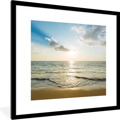Produktbild von MuchoWow® Gerahmtes Poster Meer - Sommer - Strand 40x40 cm - Poster mit Schwarzem Bilderrahmen Wandposter Rahmen Foto Bilder - Poster - Plakat im Rahmen