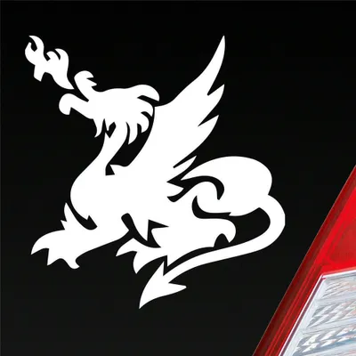 Produktbild von Auto Aufkleber Chinesischer Drache Dragon Fire 10x9,5 cm Weiss Matt Sticker Heckscheibenaufkleber
