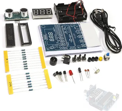 Obrázok produktu pre Prístroj na meranie vzdialenosti voľných dielov Prístroj na meranie vzdialenosti založený na 51 mikrokontroléroch Navrhnuté reverzné radary Alarm DIY elektronická spájkovacia súprava