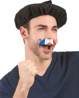 Image de Moustache de supporter de football France bleu-blanc-rouge - taille unique