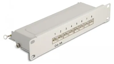 Produktbild von 10" Patchpanel 8 Port Cat.6A (grau, 1 HE)