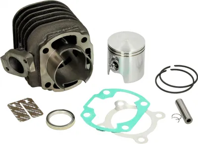Image de Cylindre Malossi 70 cm³ en fonte grise, axe de piston Ø 10 mm, compatible avec Minarelli couché, Malaguti F12 Phantom AC, Yamaha Neos, Aprilia SR, WWW Jog R, REX, Rex, PGO.