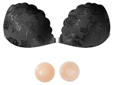 Produktbild von BWOOOWE 2 Stück Klebe BH Trägerloser Unsichtbarer Mit Blumenform Push Up Brustpads Rückenfreier Sticky Bra Selbstklebender BH Für Damen
