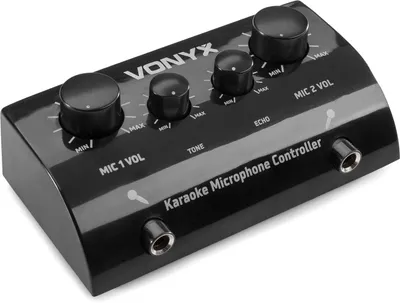 Produktbild von Vonyx AV430B, Karaoke-Mikrofon, Drehregler, Kabelgebunden, RCA, Schwarz, 1,5 m