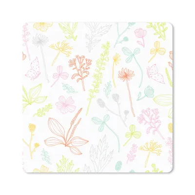 Produktbild von MuchoWow® Mauspad Mousepad Pflanzen - Muster - Garten - Kontur - Pastell 30x30 cm - Mousepads - Maus Mat - Pad - Mausunterlage - Gaming