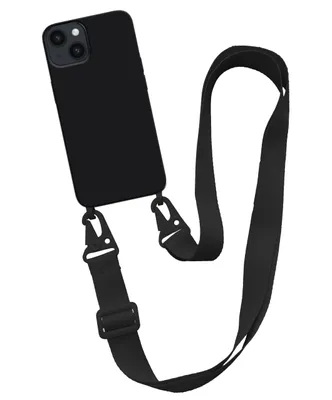 Image de Smartphonica Case avec cordon large pour iPhone 13 coque arrière en silicone avec intérieur souple - Noir