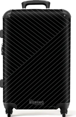 Produktbild von NoBoringSuitcases.com Hartschalen Koffer Mittelgroß 67x43x25 cm, 72L, Abstrakte Drucke für Männer: Schwarz mit abstrakten Linien, Reisekoffer mit 4 Rollen