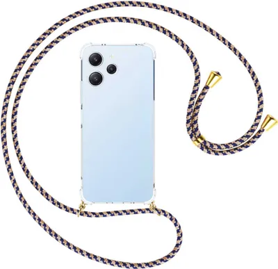 Produktbild von Handykette Backcover-Schutzhülle mit Band (Metall goldfarben) für Xiaomi Redmi 12 (6.79'') - blau+beige