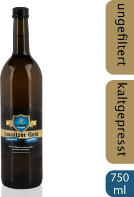 Produktbild von Lausitzer Leinöl - Lausitzer Gold (kaltgepresstes ungefiltertes Premium Leinöl), 750ml
