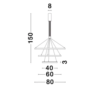 Zdjęcie produktu dla Nova Luce Empatia lampa wisząca LED 3 pierścienie czarna