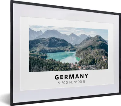 Produktbild von MuchoWow® Gerahmtes Poster Deutschland - Wasser - Wald 40x30 cm - Poster mit Schwarzem Bilderrahmen Wandposter Rahmen Foto Bilder - Bilderrahmen - Poster im Rahmen