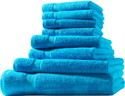Produktbild von XL-Set 8tlg Frotteetücher Elegance 100% Baumwolle 500 gsm Gästetücher Handtücher Duschtücher Badetücher türkis