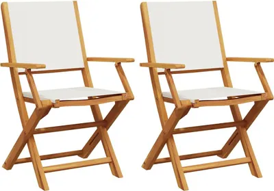 Immagine prodotto di vidaXL Sedie da giardino 2 pz. Legno massiccio bianco crema, acacia e tessuto