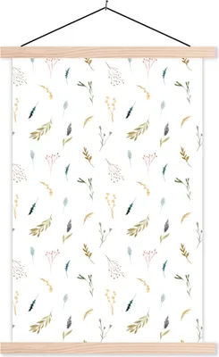 Produktbild von MuchoWow® Textilposter Pflanzen - Vintage - Pastell 120x180 cm mit holzfarbenen Rahmen - Textil-Plakat