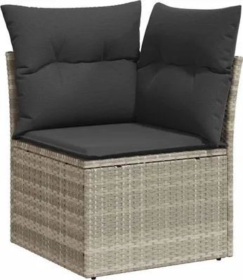 Produktbild von vidaXL Garten-Ecksofa mit Kissen Hellgrau Poly Rattan
