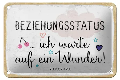 Produktbild von Blechschild Beziehungsstatus ich warte auf ein Wunder, 30 x 20 cm, Blechschilder Spruch