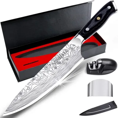 Profi-Kochmesser 20 cm, High Carbon Edelstahl, Micarta-Griff, mit Schärfer