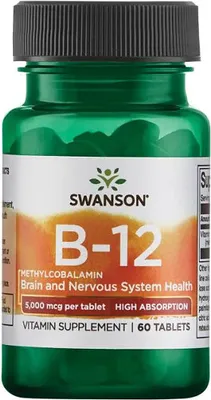 Obrázok produktu pre Vitamín B-12 metylkobalamín 5000 mcg 60 tabliet Swanson Health Products