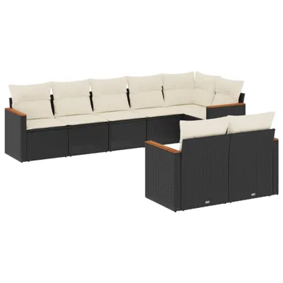 Produktbild von 8-tlg. Garten-Sofagarnitur mit Kissen Schwarz Poly Rattan