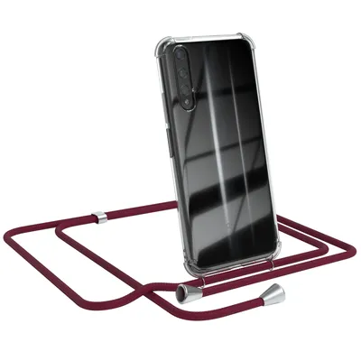 Produktbild von EAZY CASE Handykette kompatibel mit Honor 20, Handyhülle mit Umhängeband, Handykordel, Schutzhülle Clear, Band in Rot