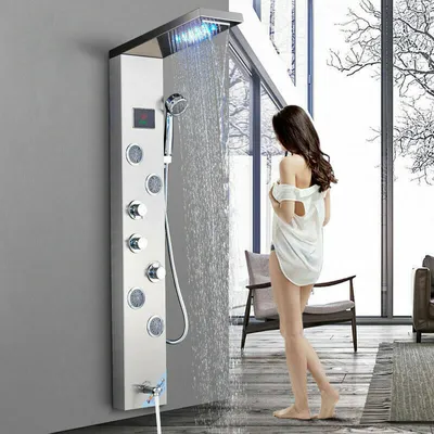 Produktbild von Edelstahl Duschpaneel LED Duschset Regendusche Massage Duscharmatur Duschsäule