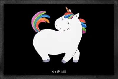 Produktbild von Mr. & Mrs. Panda Schmutzfangmatte Einhorn Stolzieren 60 x 90 cm - Schwarz - Geschenk, Gummimatte, Unicorn, Reiten, fußmatte, Fussmatte, Pferd, Schmutzmatte, Stolz, Reiter