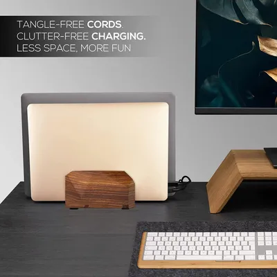 Immagine prodotto di Supporto per laptop da 17,3 pollici, per 2 laptop, in legno, regolabile, ideale per l'ufficio