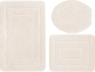 Zdjęcie produktu dla Dywaniki łazienkowe Alor Beige 3 szt. 3 sztuki: dywanik 50x80+ podkład 50x40+ nakładka 48x50