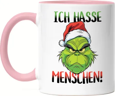 Produktbild von Ich Hasse Menschen Tasse rosa Anti Weihnachten Ich hasse Weihnachten Mi Mi Mi Halts Maul