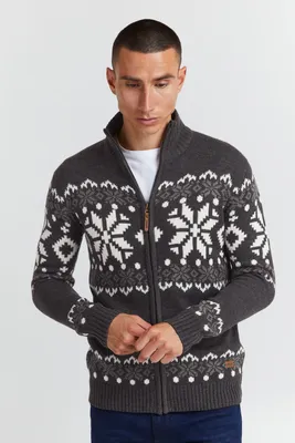 Produktbild von !Solid SDNoran Herren Strickjacke Cardigan Grobstrick mit Stehkragen und Reißverschluss Norweger Muster