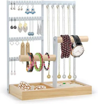 Productafbeelding van OctBird Sieradenstandaard 22,5 x 12 x 28 cm, Ketting- en Oorbellenhouder, Sieradenopberging