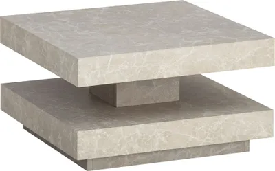 A square coffee table with a marble-like finish, shown from a slightly elevated angle against a white background.