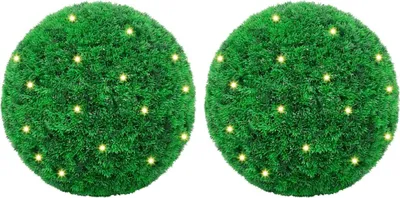 Image de Boules de buis artificielles avec lumières LED 2 pcs vert 45 cm