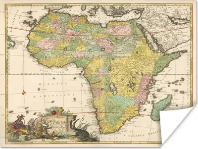 Produktbild von MuchoWow® Poster Karte - Jahrgang - Afrika 160x120 cm - Foto Plakat