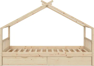Produktbild von Hausbett Vitalispa Design Naturholz 90x200 cm mit 2 Schubladen, Model 37051