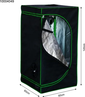 Produktbild von Mucola Gewächshaus inkl. 3 in 1 Feuchtigkeitsmessgerät für Pflanzen Pflanzenzelt Growbox Indoor Pflanzenzelt Zuchtzelt Zuchtschrank Darkroom Frühbeet Schwarz Grün - 60x60x120cm
