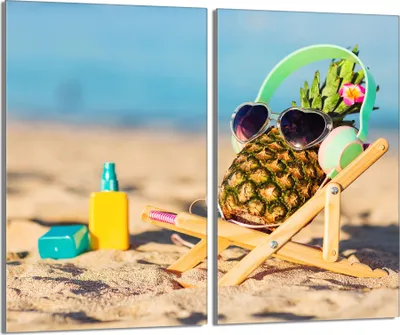 Image de Plaques de recouvrement pour cuisinière 2 pièces 30x52 Couverture de plaque vitrocéramique, plage d'ananas