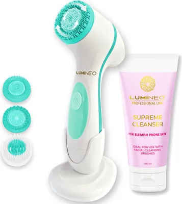 Image de LUMINEO Professional Line Brosse pour le visage turquoise + Gel nettoyant Lumineo pour peaux acnéiques et à problèmes