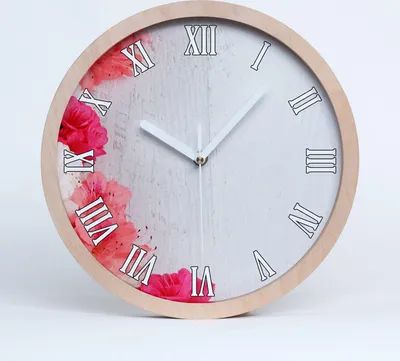 Produktbild von Holzuhr 25fi cm wanduhr - weiße Spitzen - Blumen