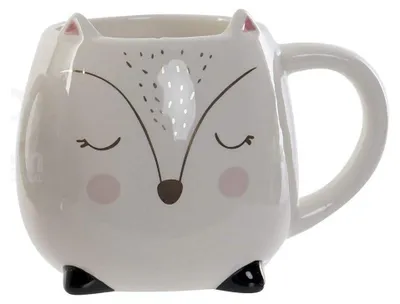 Mok mit Fuchs-Motiv, Henkel, 16x12x9 cm, 385 ml