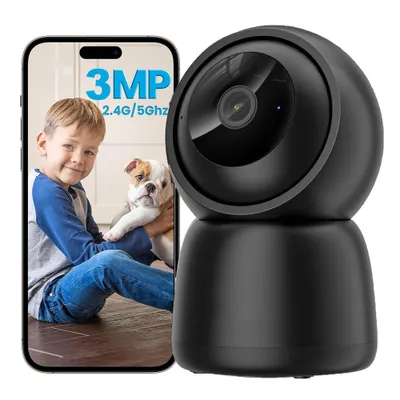Obrázek produktu pro Vnitřní dohledová kamera, vnitřní dohledová kamera 2K, 360° vnitřní kamera WLAN, obousměrný zvuk, 15M noční vidění, detekce pohybu PIR, automatické sledování