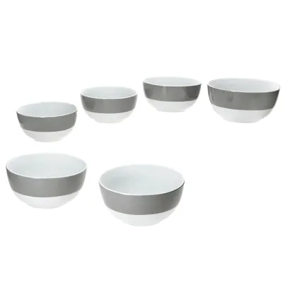 Produktbild von 6x Variant Grau Schale Ø14,3cm 450ml Porzellan 6 Personen Müsli Salat Dessert