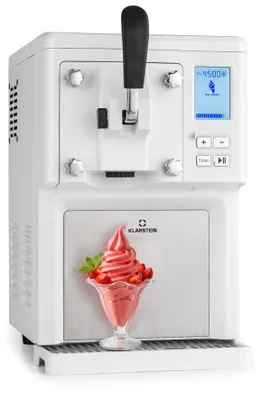 Image de Klarstein Turbine à glace - Machine à glace - avec compresseur - Machine á crème glacée 200W - 1,5L , pour 900g de glace - design inox - Sorbetière - Blanc