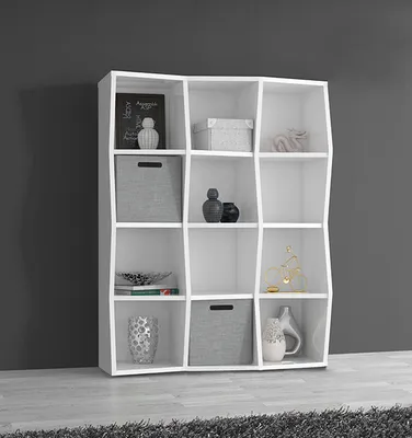Image de Étagère, bibliothèque, meuble de salon, blanc, 111 cm