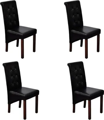 Image de Chaises à manger lot de 4 noir similicuir