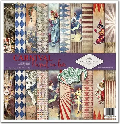 Obrázok produktu pre ITD Sada 11 ks jednostranného scrapbookingového papiera 31x32cm 200g, Karneval - Zamilovaný Pierrot