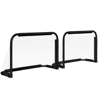 Produktbild von Fußballtor 2er Set Klappbar Fussballtore mit Metallrahmen für Kinder und Erwachsene, Garten, 90 x 36 x 60 cm, Schwarz